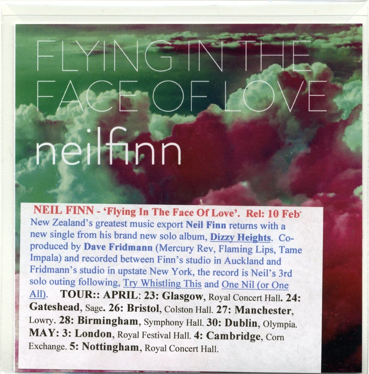 Flying In The Face Of Love (UK Promo CDR)