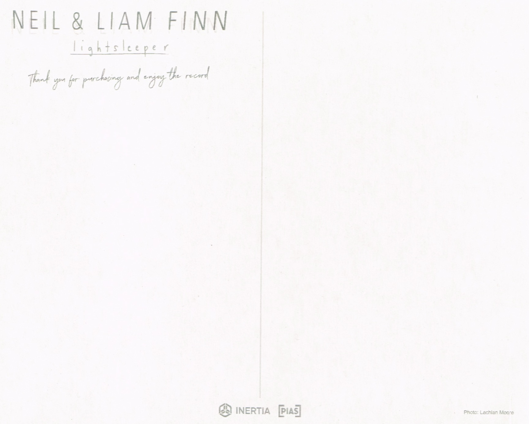 Lightsleeper (Australia Promo Signed Postcard)