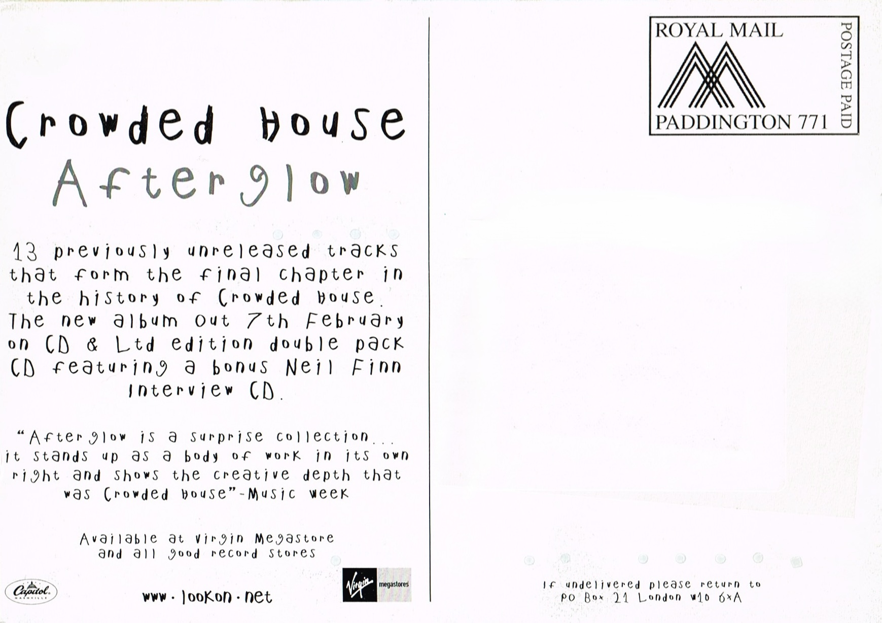 Afterglow (UK Promo Postcard)