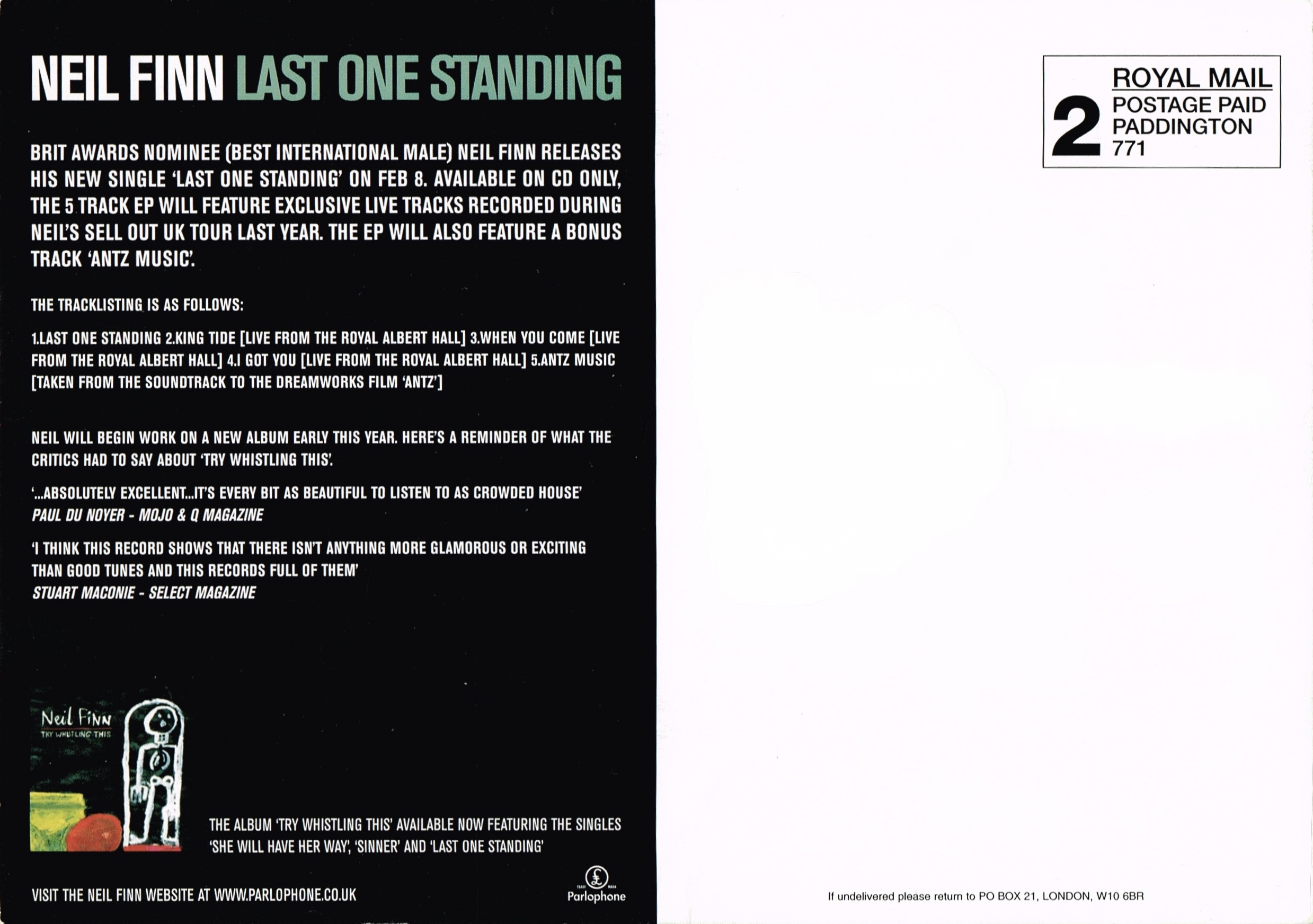 Last One Standing (UK Promo Postcard)