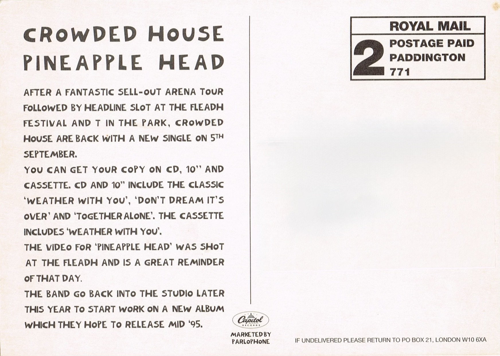 Pineapple head (UK Promo Postcard)