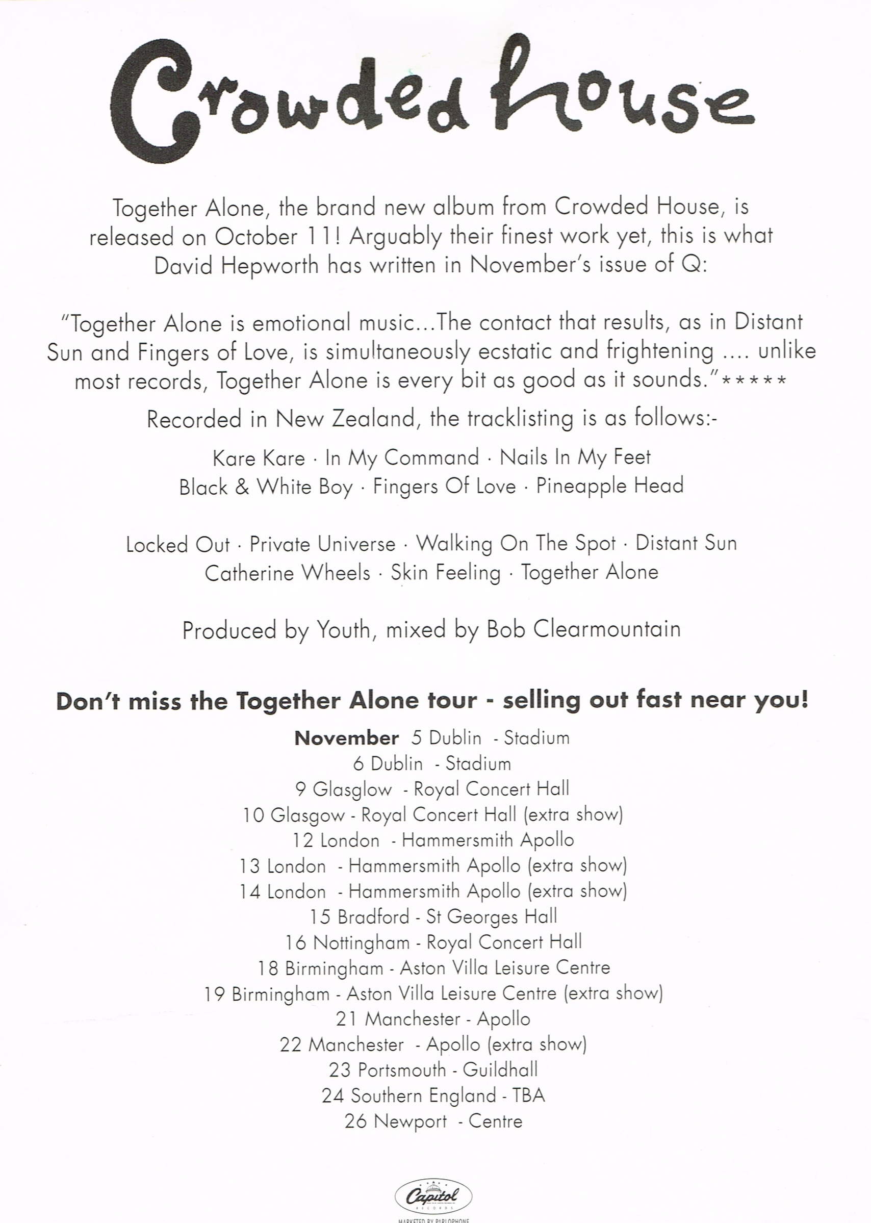 Together Alone (UK Promo Postcard)