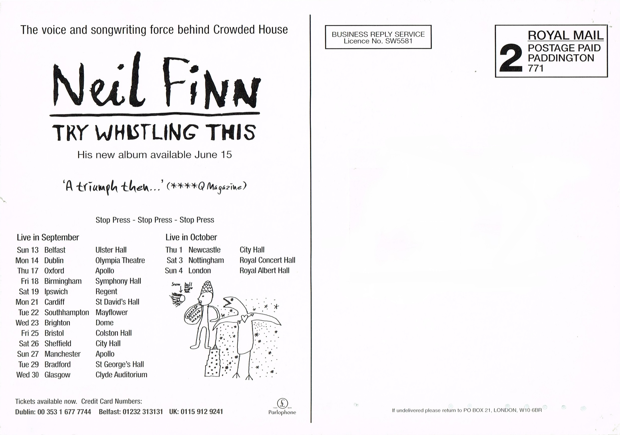 Try Whistling This (UK Promo Postcard)