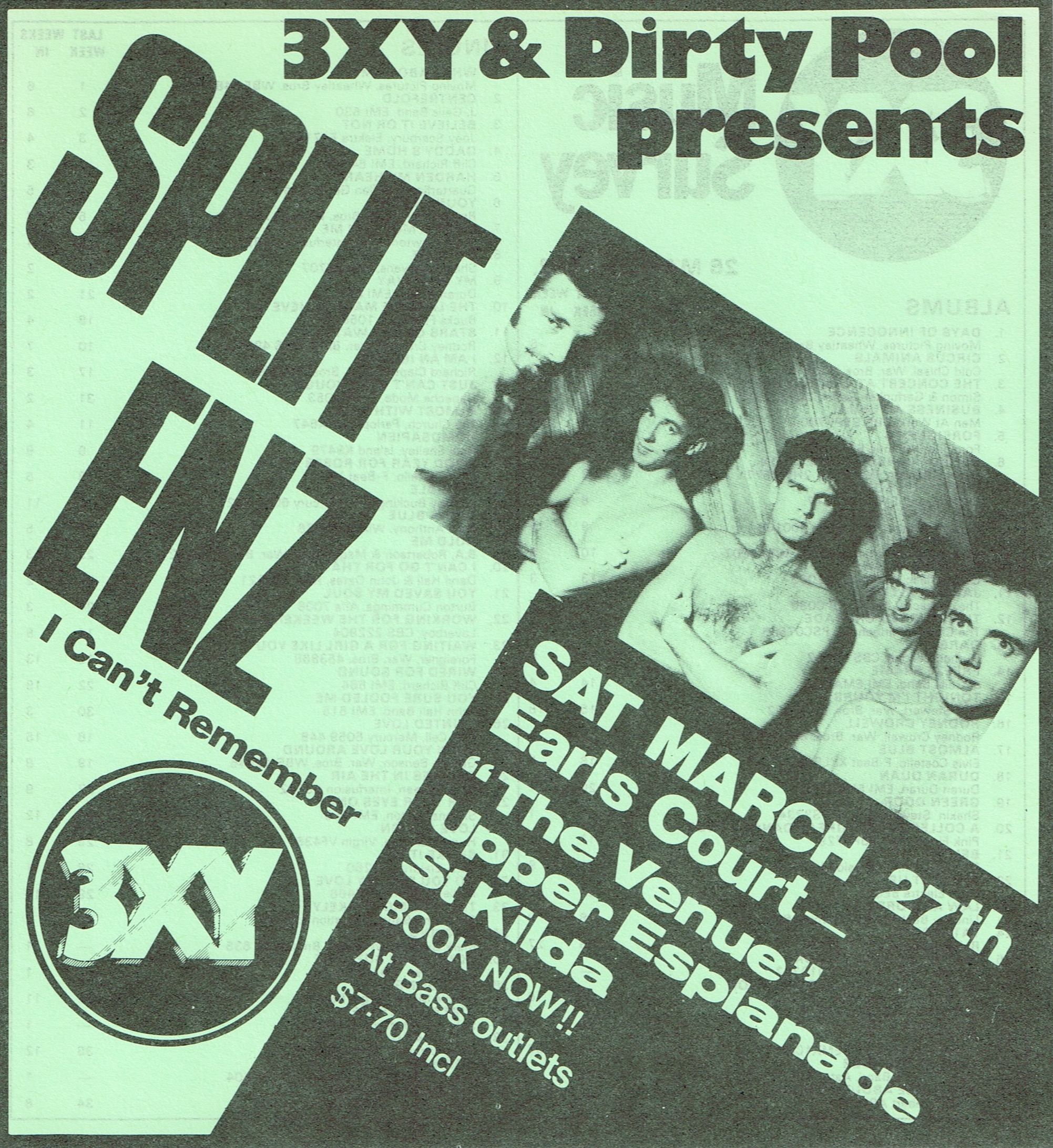 3XY Music Survey 1982 (Australia Promo Flyer)