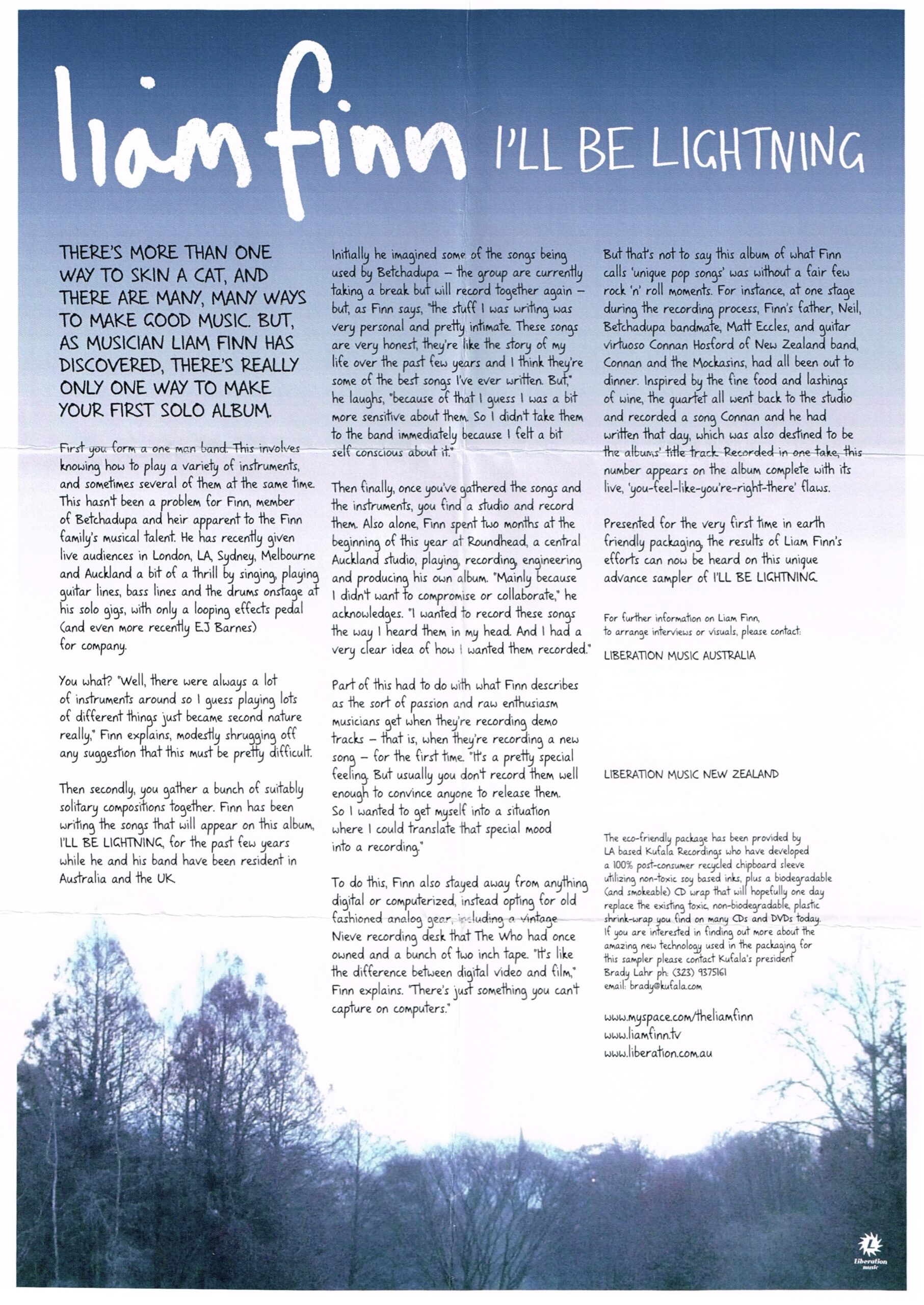 I'll Be Lightning (Australia Press Release)