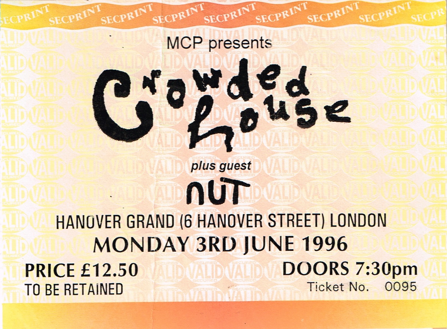 London 1996 (UK Ticket Stub)